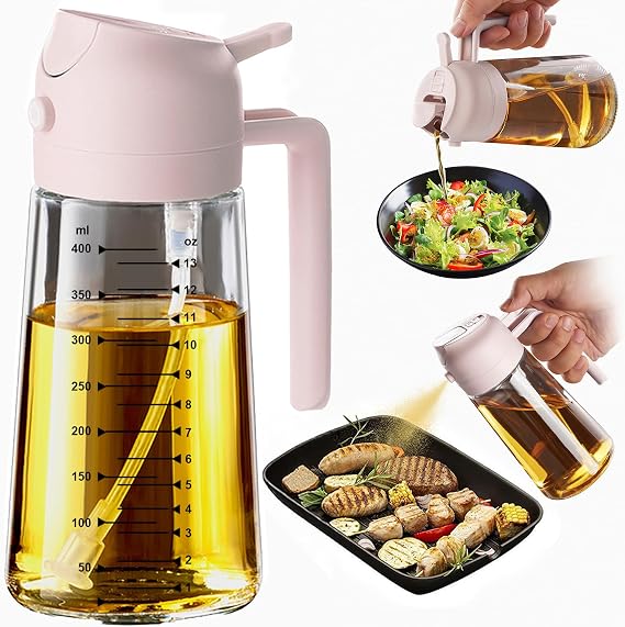 Product Title  400ml Glass Olive Oil Dispenser Bottle with Handle – Leakproof Kitchen Oil Pourer (Yellow)